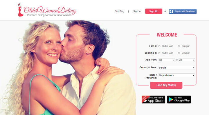 Older Women Dating homepage